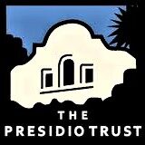 A black and white picture of the presidio trust.