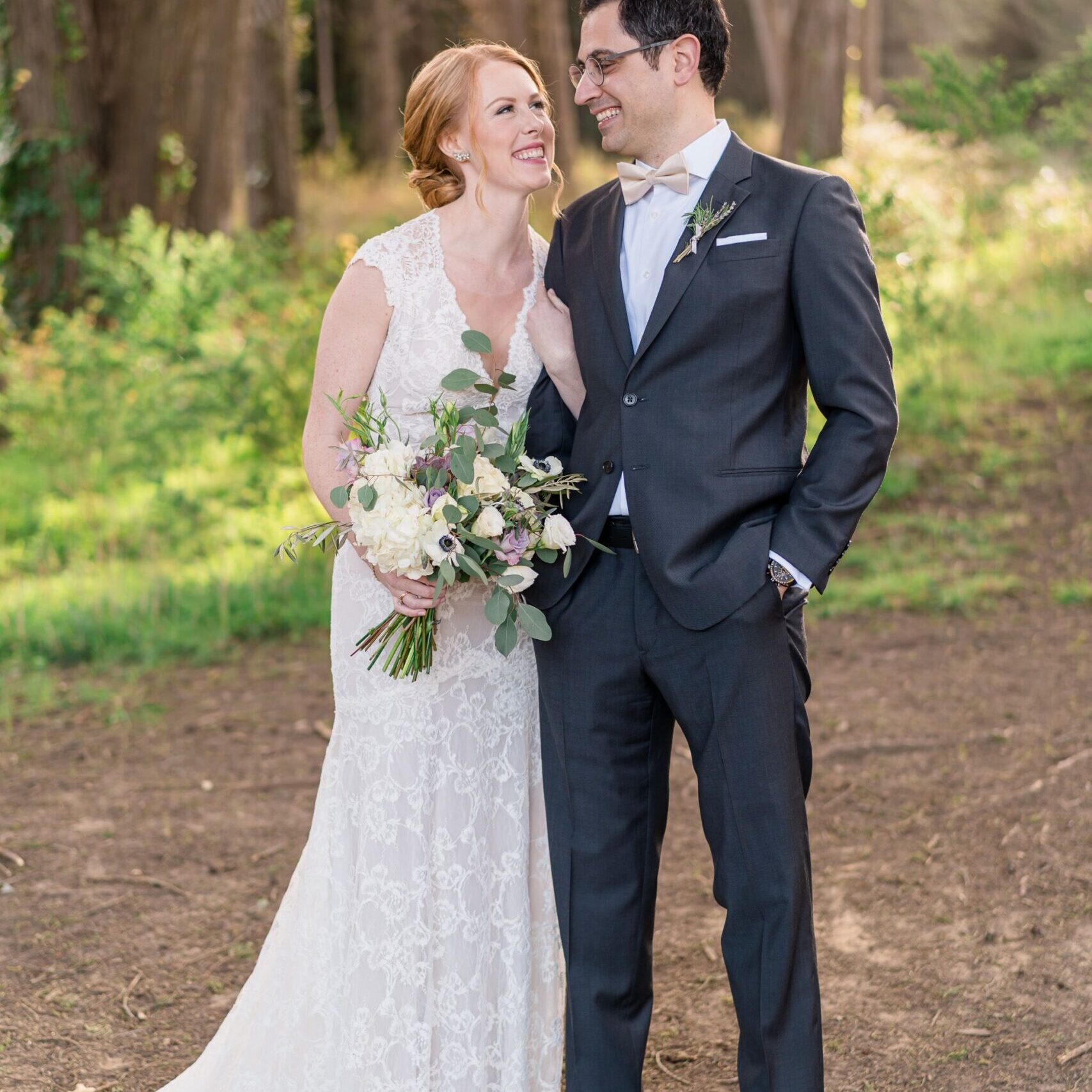 A man and woman posing for a picture.